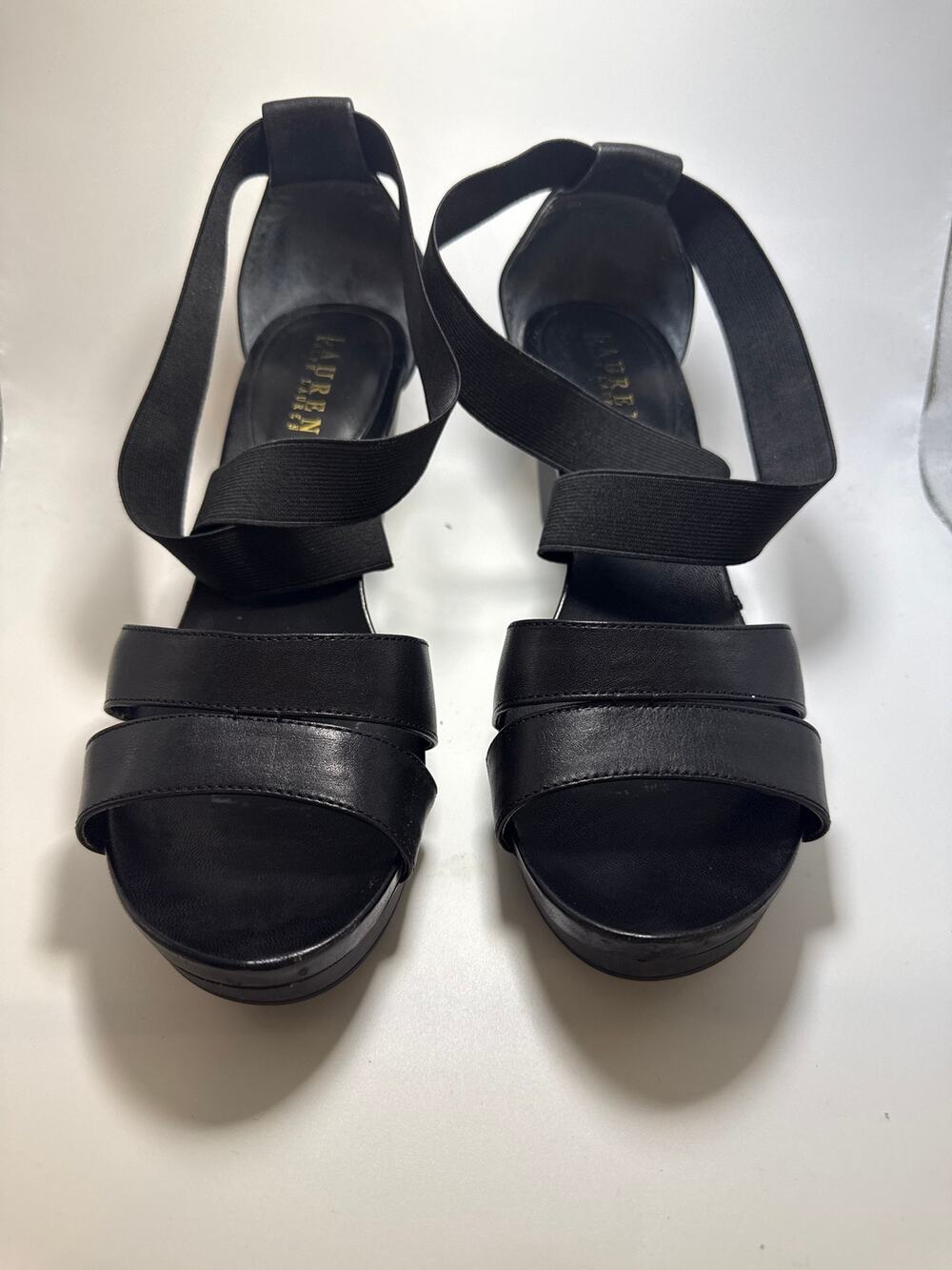 Lauren Ralph Lauren Raise Black Wedge Sandals Women’s 9.5B Strappy 802111892001